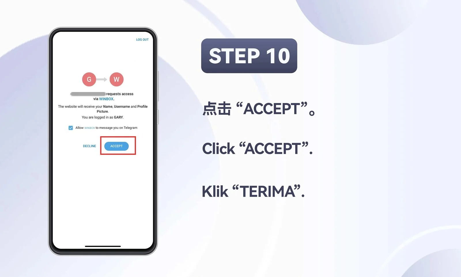 WINBOX Telegram mobile bind telegram to an existing account step 10