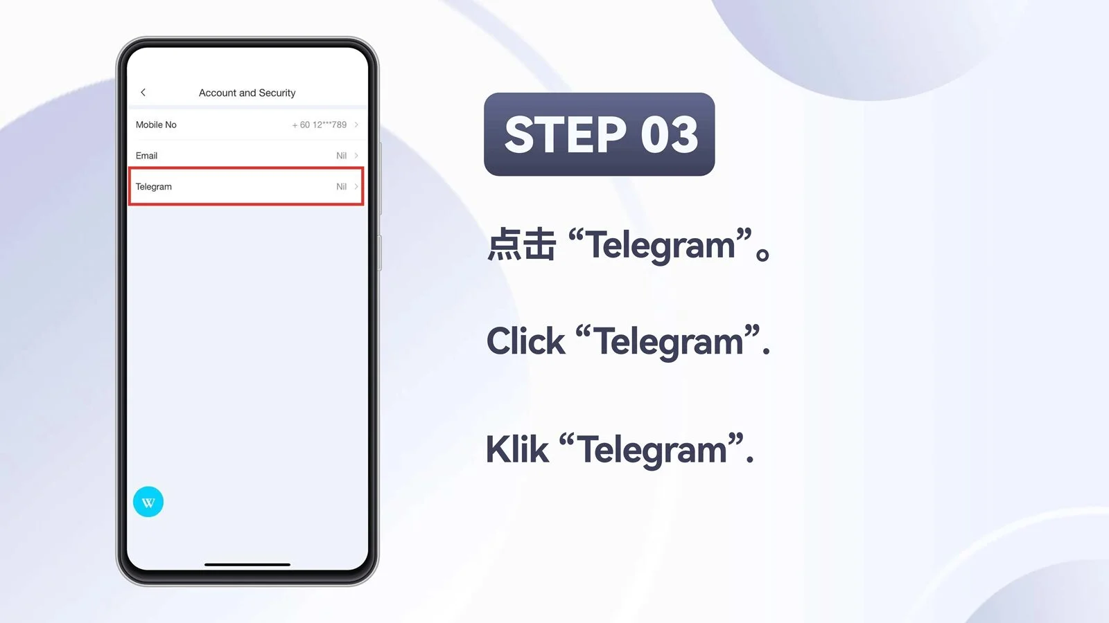 WINBOX Telegram mobile bind telegram to an existing account step 3