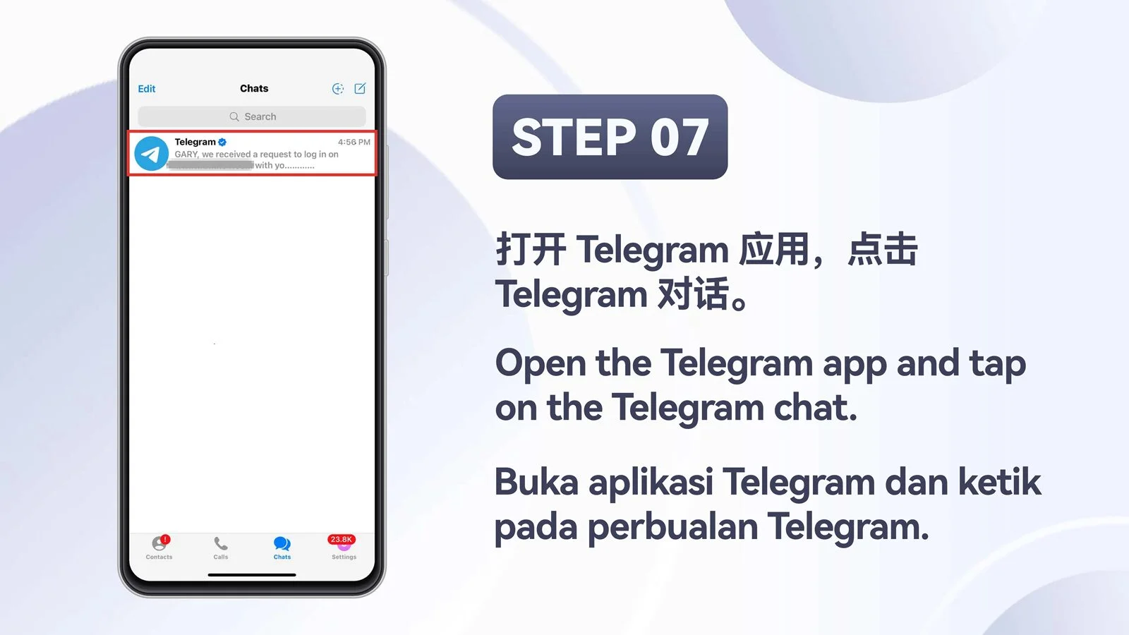 WINBOX Telegram mobile bind telegram to an existing account step 7