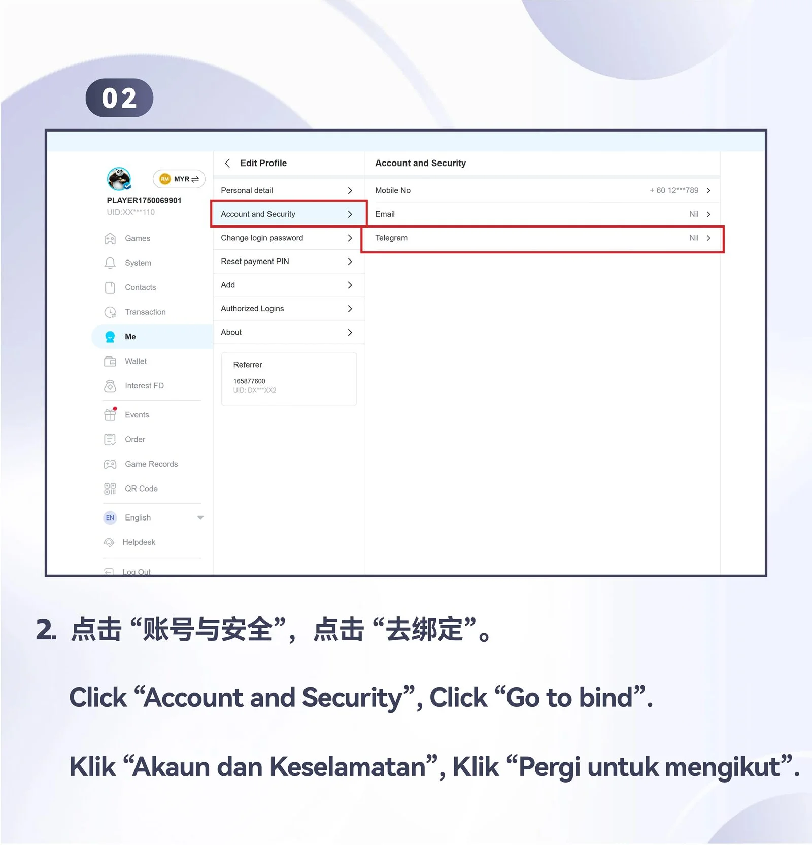 WINBOX Telegram desktop bind telegram to an existing account step 2
