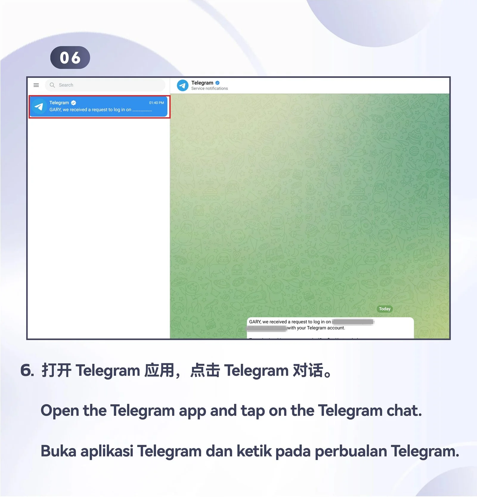 WINBOX Telegram desktop bind telegram to an existing account step 6