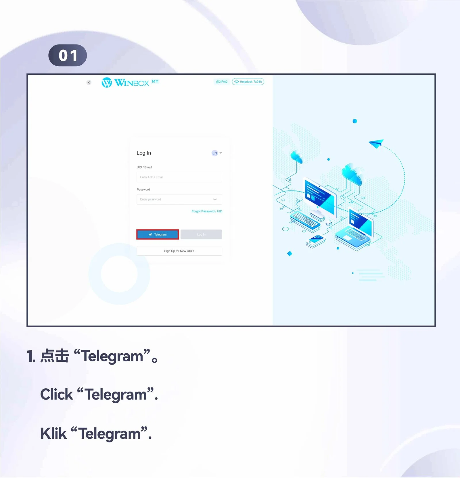 WINBOX Telegram desktop log in with telegram step 1