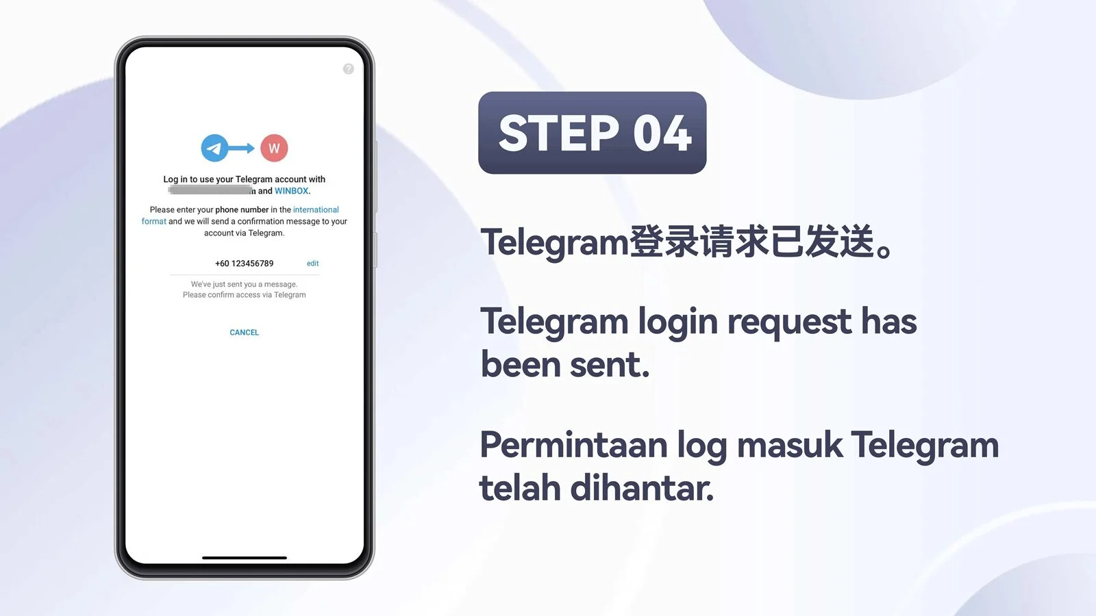 WINBOX Telegram mobile register an account with telegram step 4