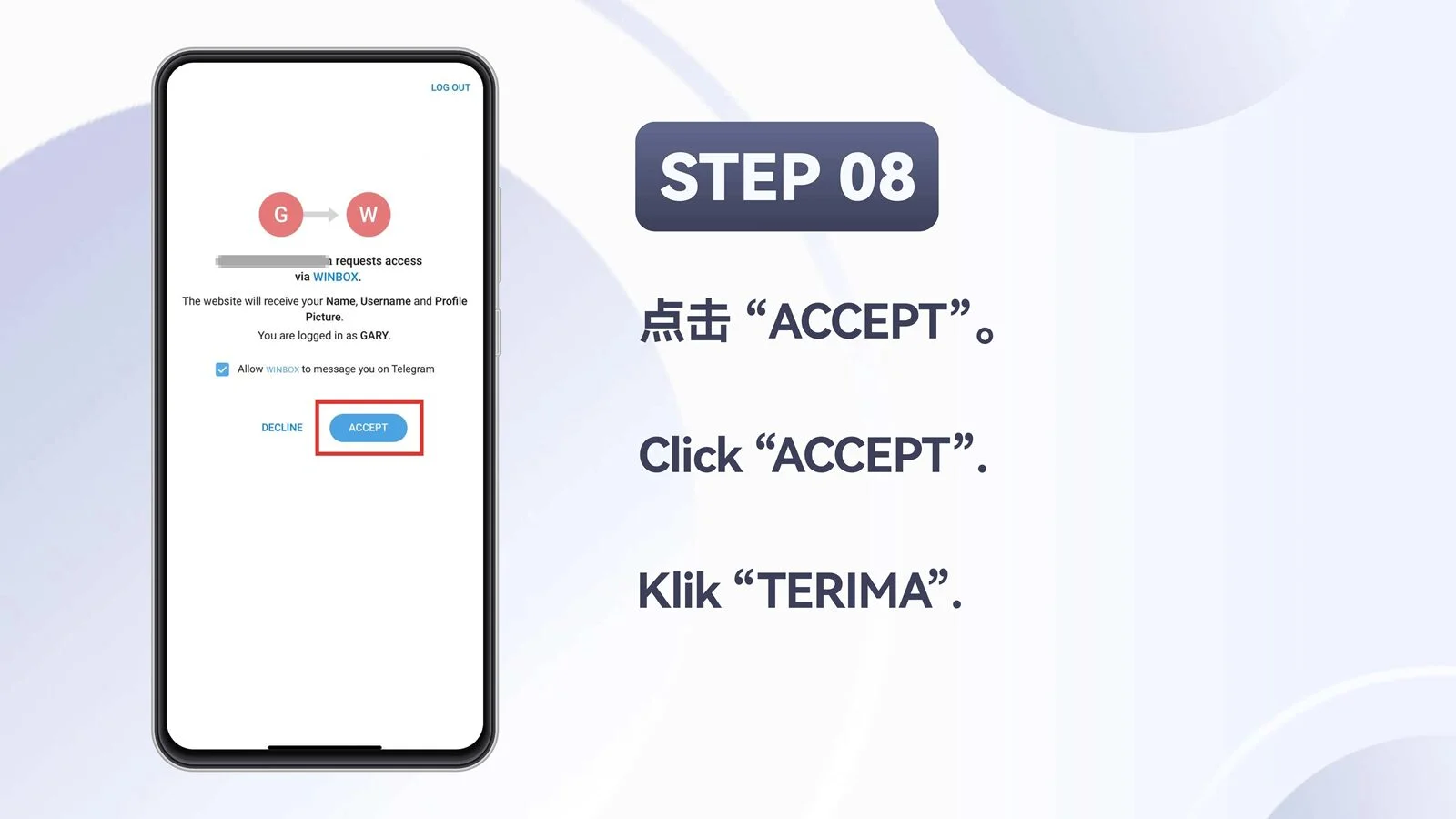 WINBOX Telegram mobile register an account with telegram step 8