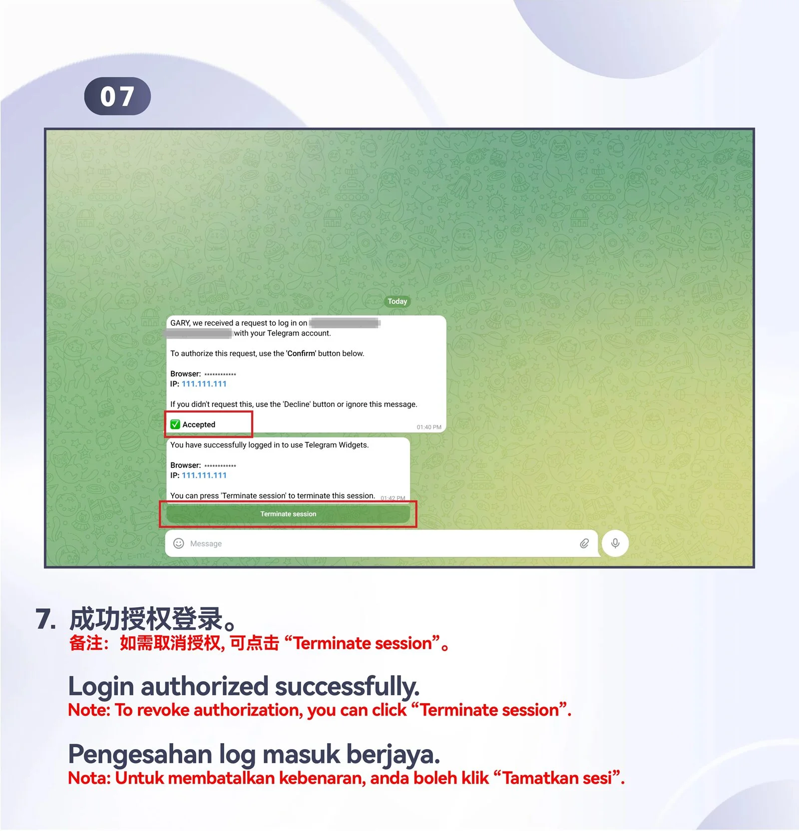 WINBOX Telegram desktop register an account with telegram step 7