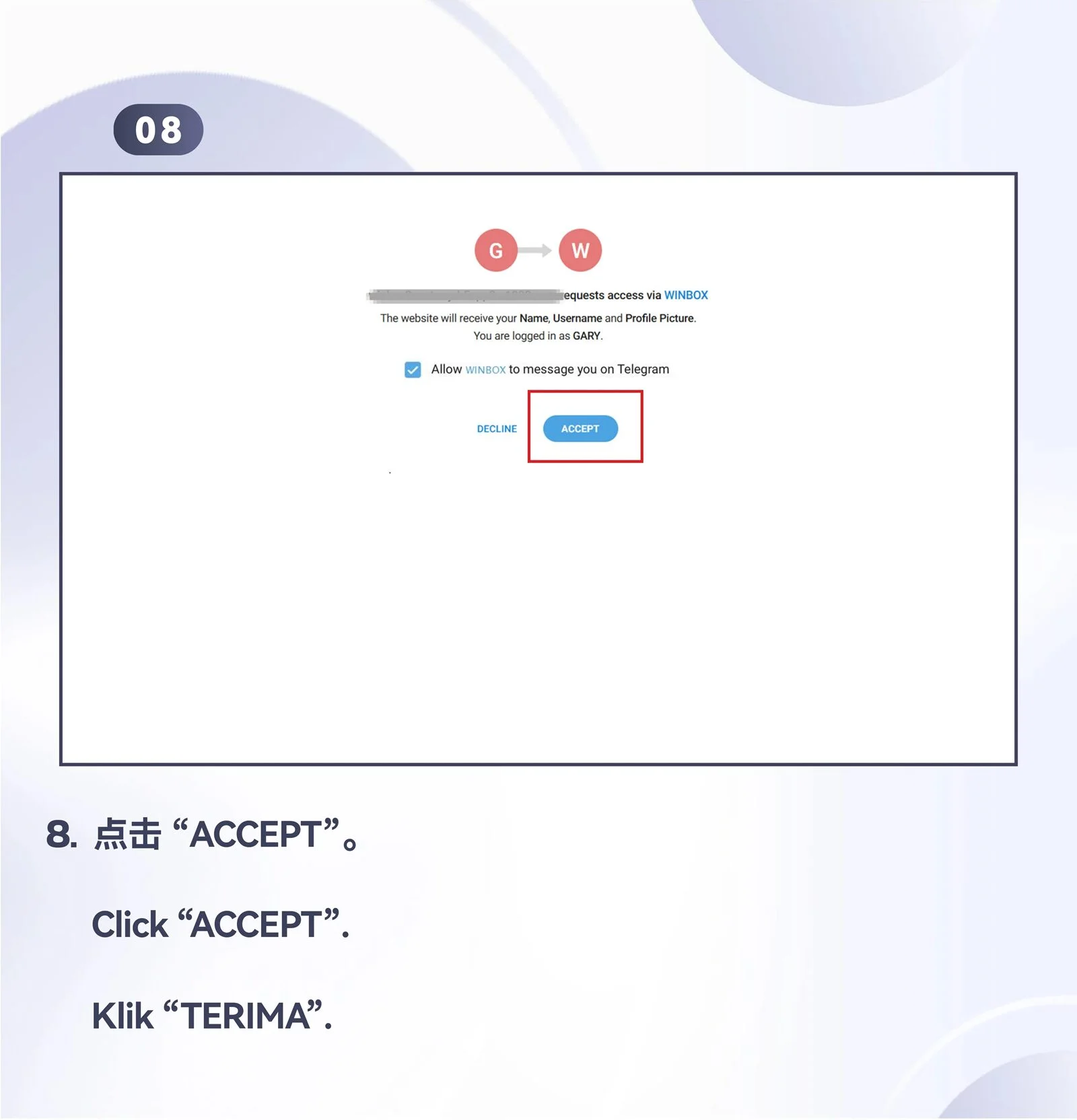 WINBOX Telegram desktop register an account with telegram step 8