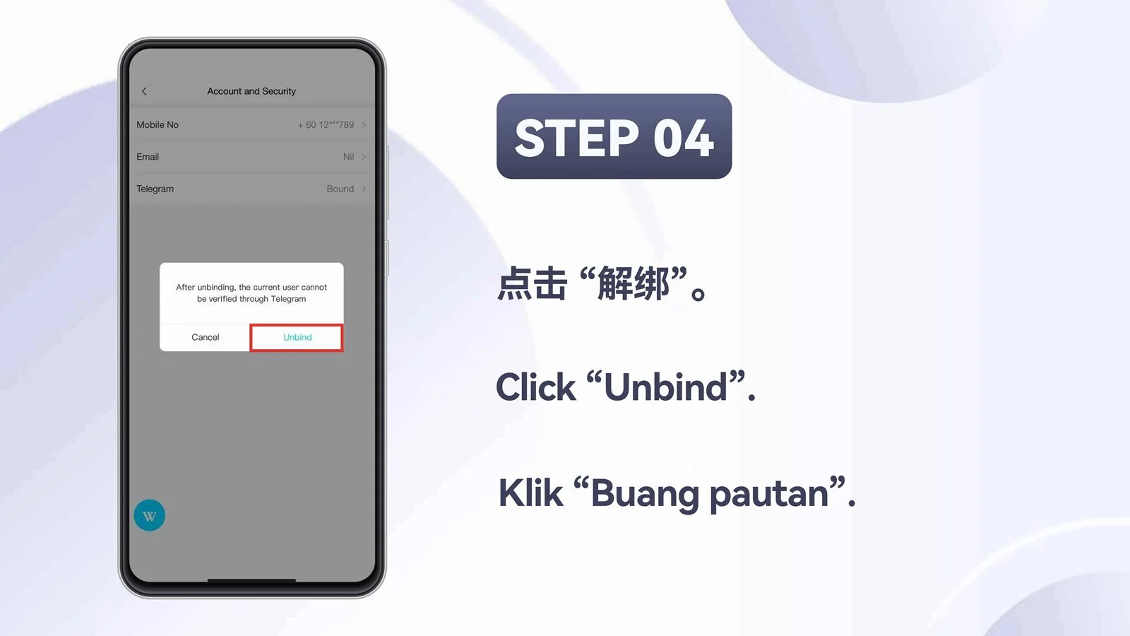 WINBOX Telegram mobile unbind telegram from your account step 4