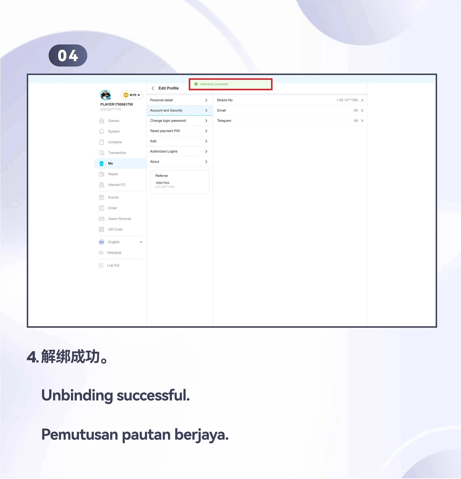 WINBOX Telegram desktop unbind telegram from your account step 4