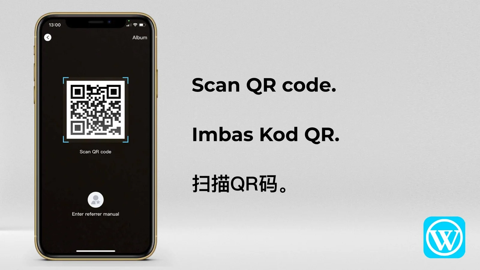 WINBOX registration step 04: Scan the registration QR code